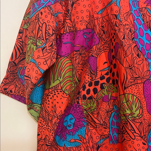 Vintage Design House Open Tie-Back Square Neck Hidden Safari Animal Top Shirt - Picture 7 of 15